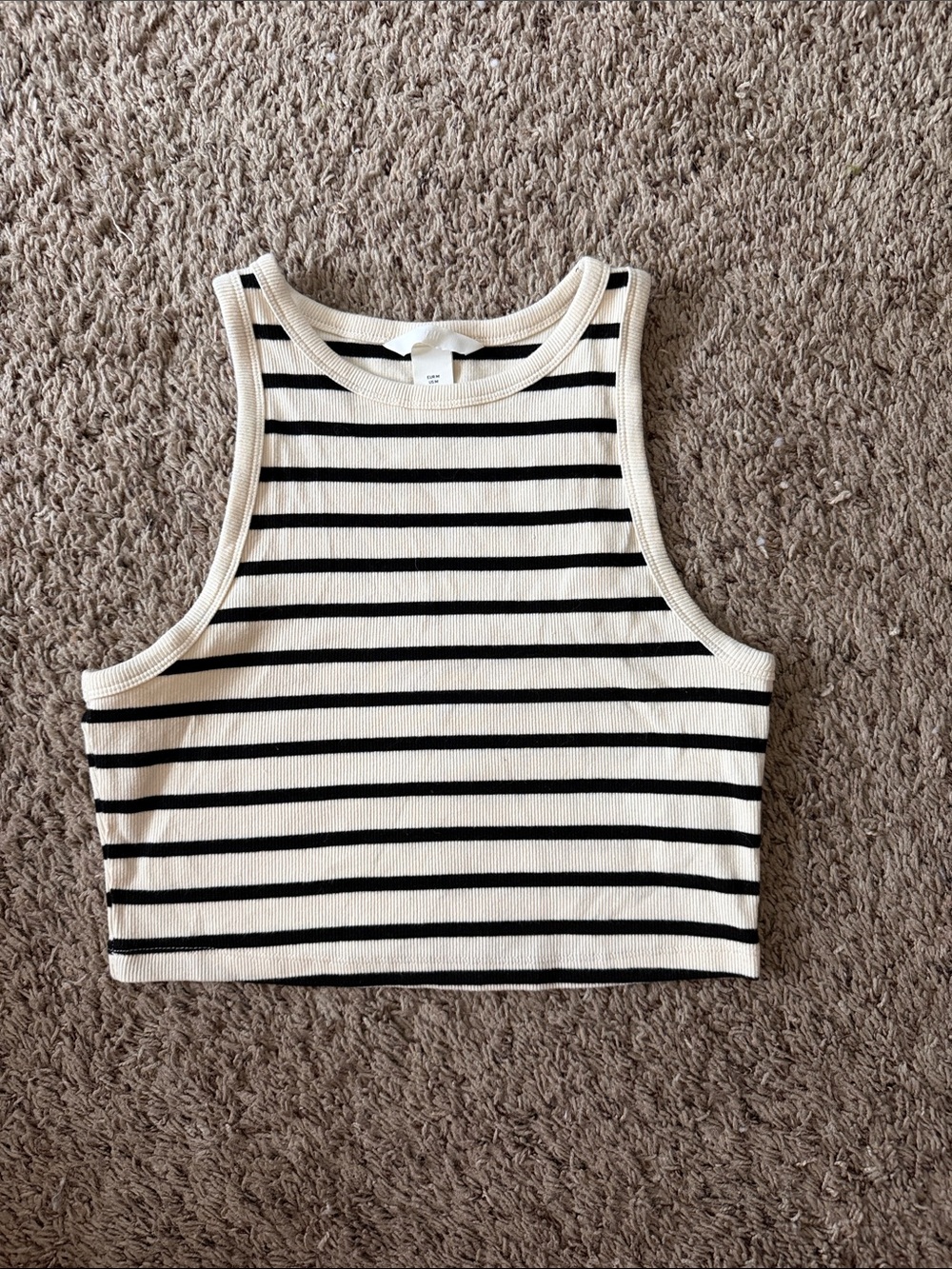 H&M Cream and Black Striped Cropped Tank